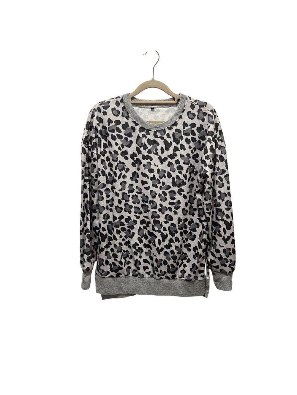 Leopard print grey & black sweatshirt, women’s size S